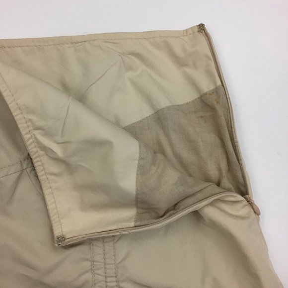 NWT JAVIER SIMORRA Beige/Sand Adj Drawstring  Exposed Zipper Front Lined Skirt - Picture 4 of 13